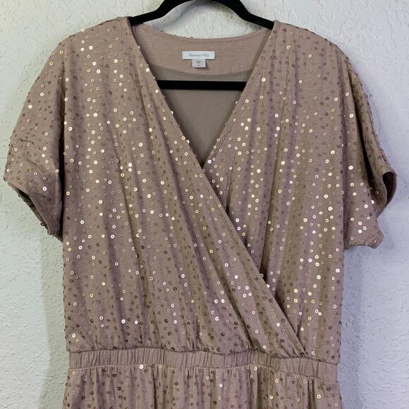 GARNET HILL Dress‎ Medium Knit Maxi Sequin Crossover Bust Elastic Waist Leg Slit - Picture 4 of 14